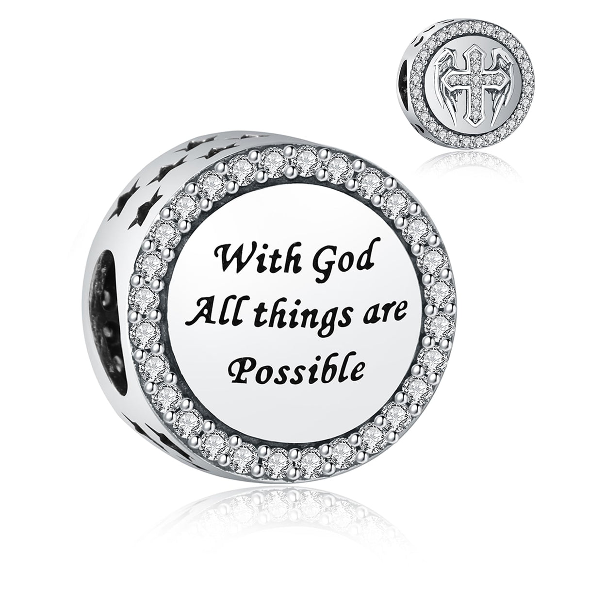 925 Sterling Silver Charms Fit Pandora Charms Bracelet God Has You In His Arms I Have You In My Heart Fit Wife Mother's Day Christmas Birthday Gift
