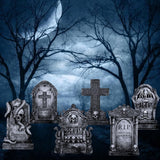 Halloween Decorations Outdoor Graveyard Tombstones: 6ct Large Tombstone Halloween Decor Yard Signs with Stakes, 16" Realistic Scary Skeleton RIP Cemetery Gravestones for Yard Lawn Outside Home Party