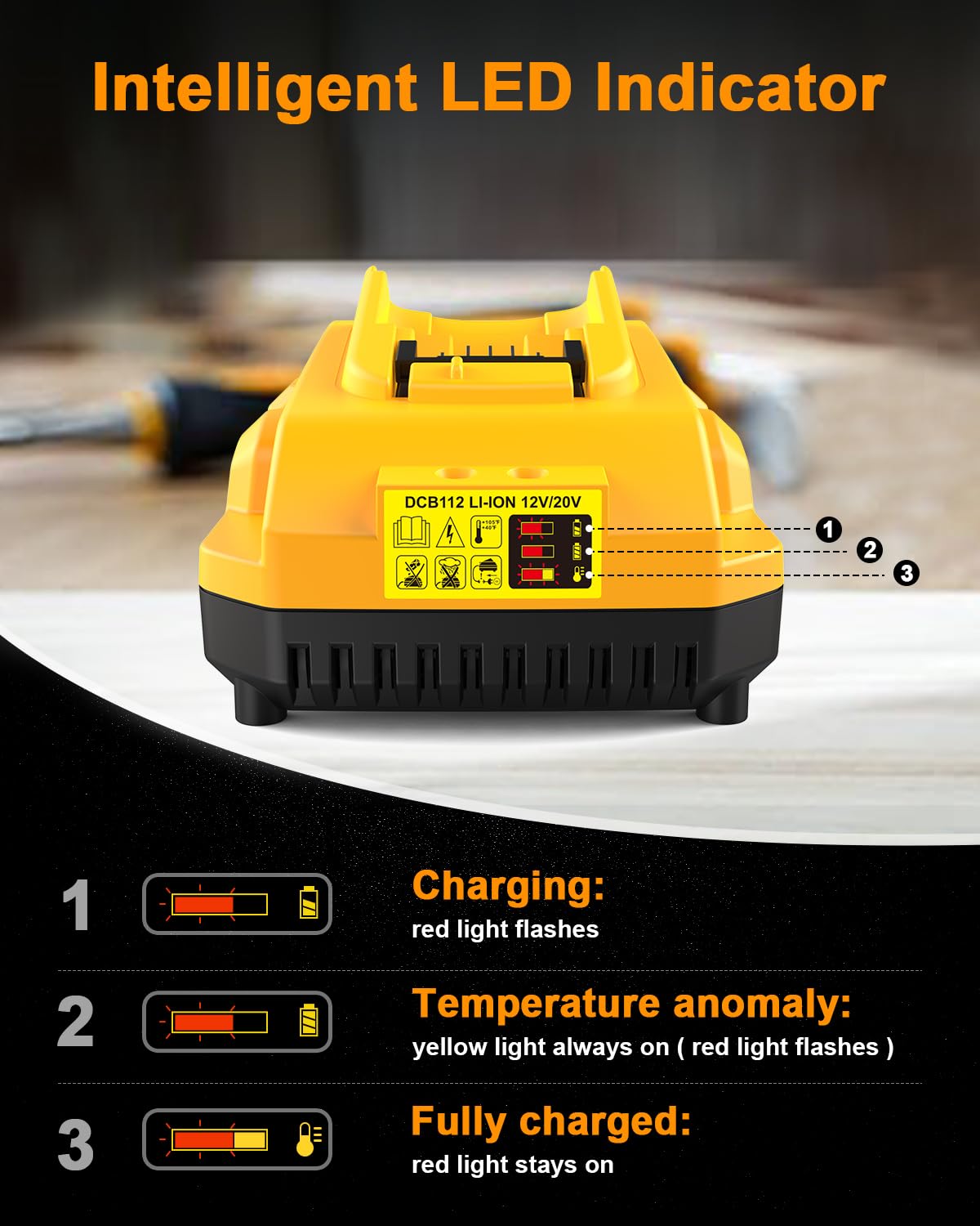 COOMYXIN DCB112 20V MAX Battery Charger Replacement for Dewalt Battery Charger, Compatible with Dewalt 12V-20V Battery