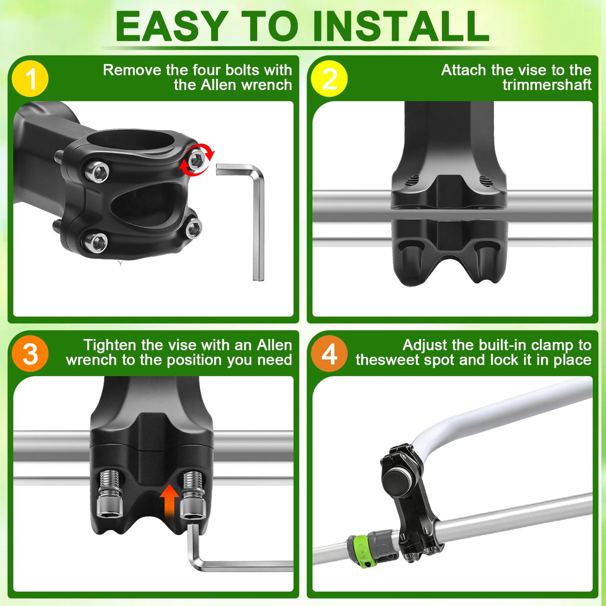 𝐔𝐩𝐠𝐫𝐚𝐝𝐞𝐝 Weed Eater Handle, Ergonomic String Trimmer Grip Extension Back Saver,with Adjustable Shoulder Strap, Universal Weedeater Handle for Lawn Care, Landscaping, Grass,Trimming (White)