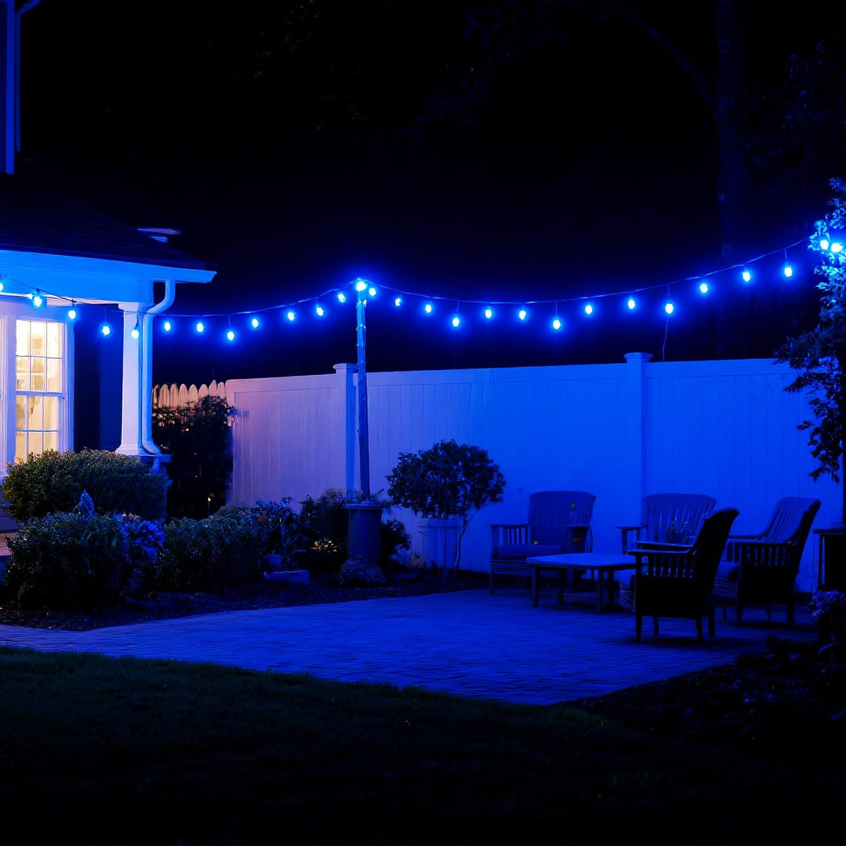 GUILEDUO 15 Pack S14 LED String Light Bulbs, Shatterproof 2 Watt Blue Replacement Bulbs for Outdoor String Light, Waterproof Decorative E26 Base Blue Filament Edison Christmas Light Bulbs, 120V