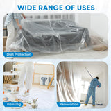 TICONN 12 x 9 Ft Plastic Drop Cloth for Painting, Waterproof Painters Plastic Sheeting, Painting Tarp for Furniture Cover, Floor Protection (12PK, 1.2Mil)