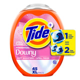 Tide Power PODs 2-in-1 Laundry Detergent Pacs with Downy Soft Boosters, Lasting Freshness with April Fresh Scent, HE Compatible, 45 Count, Tide Laundry Detergent