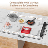 Warming Mat for Food Warmer Pad: 24"X16" Adjustable Foldable Silicone Electric Warming Tray for Buffets Party - Fast Heating Portable Hot Plates for Countertop Kitchen Travel Home Gifts Silver Gray