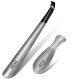 NINEMAX Shoe Horn Long Handle for Seniors Men Women, Metal Long Shoehorn Boot Horn 16.5'', Travel Small Stainless Steel Shoe Spoon Helper for Kids 7.5''