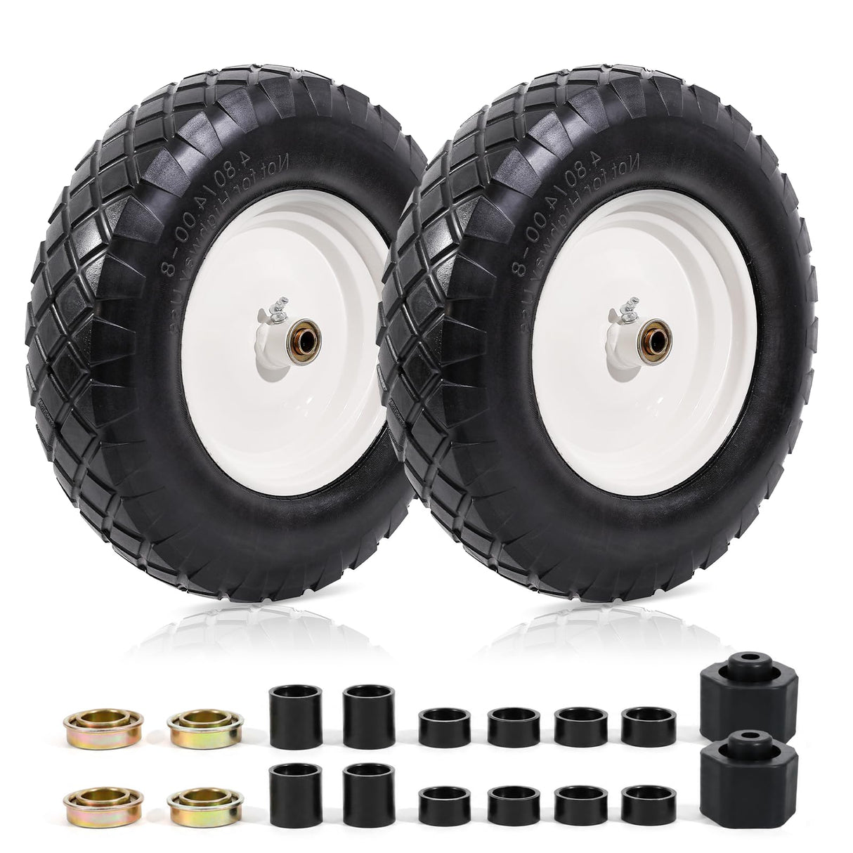 MZREXN 4.80/4.00-8" Wheelbarrow Tires, 16" Flat Free Tire and Wheel