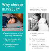 BLISSBURY Ear Pillow with Hole for Sleeping & Recovery | Piercing Pillow | Adjustable Memory Foam Design with Holes for chondrodermatitis CNH | Piercing Support for Side Sleepers