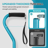 BeneCane Quad Cane Adjustable Walking Cane with Offset Soft Cushioned Handle for Men & Women Lightweight Comfortable with 4-Pronged feet for Extra Stability(Blue)