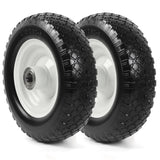 AR-PRO (2-Pack) 12" Flat-Free Solid Tire and Wheel, with 3-3/4" Centered Hub & 1" Bore, Fits 25mm Axle Shaft, Replacement Heavy-Duty Trailer Dolly & Utility Cart Wheel Set