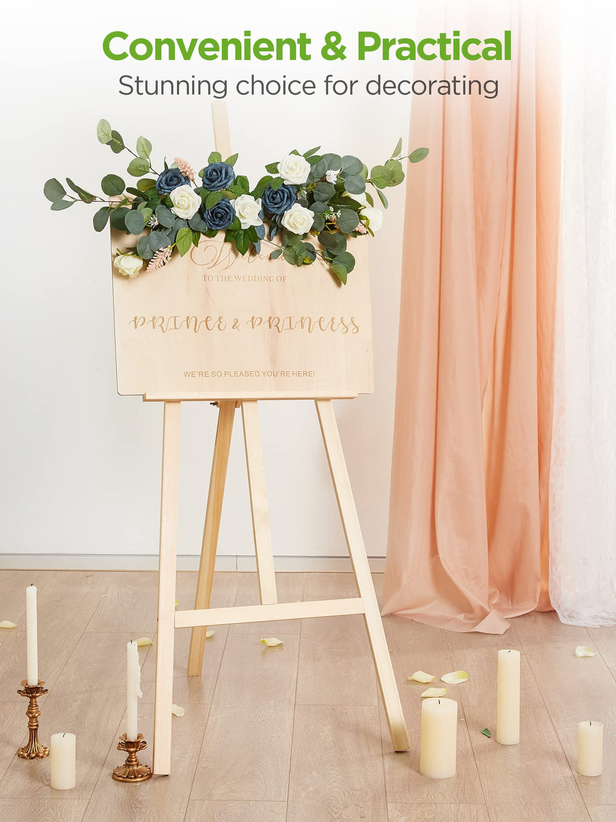 InnoGear Artificial Flowers, 50 Pcs Ivory White Foam Fake Roses Bulk with Stems for Decoration DIY Wedding Bouquets Centerpieces Bridal Shower Party Christmas Tree