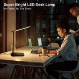 LED Desk Lamp for Office Home, Bright Desk Light with USB Charging Port, Adjustable Dimmable Desk Lamps 5 Modes 5 Brightness, Touch Study Lamp for Nail, Craft, Puzzle, Sewing, Study, White Pro