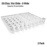 Visi-Slide 20oz Soda Beverage Dispenser - Gravity Fed Glide for Angled Shelves for Coolers, Commercial Refrigerators, Cold Vaults (Pack of 2) Drink Dispenser and Organizer for Cans, Bottles and More