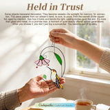 Handmade Tiffany Copper Foil Stained Glass Hummingbird Suncatcher - 8 Inch Real Glass Window Hanging with Flowers, Bird Safe Gift for Grandma, Mother, Women & Bird Lovers, Includes Suction Hooks