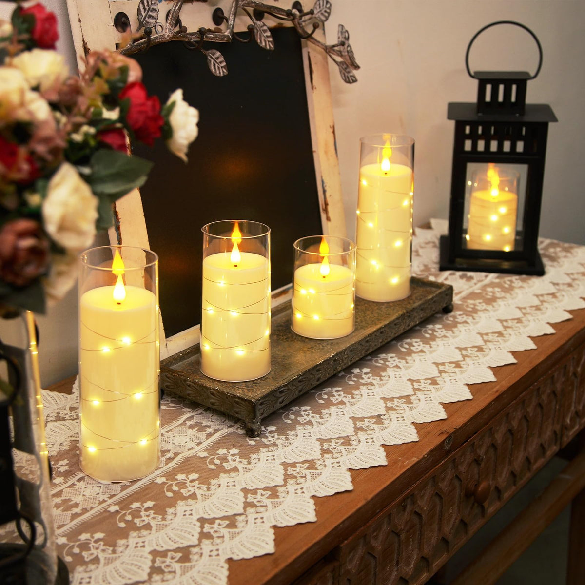 Homemory Flickering Flameless Candles, White LED Pillar Candles with Remote