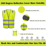 Lavori-AK Safety Vests 10 Pack - Yellow Reflective High Visibility Construction ANSI Class 2 Work Vest for Men,Woman,Hi Vis Vest Mesh and Neon Silver Strip