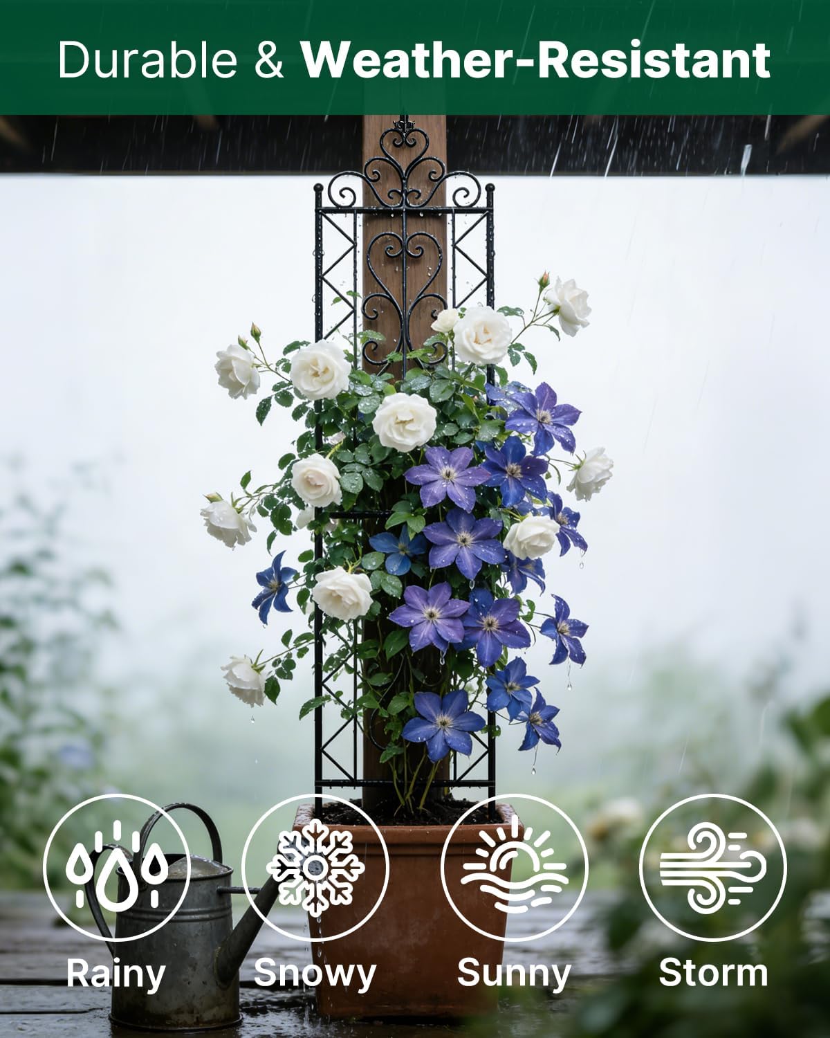 ARIFARO 78 inch Metal Garden Trellis for Climbing Plants, Pack of 2, Indoor/Outdoor Sturdy Decorative Plant Trellises for Potted Plants, House Plants, Climbing Vines, Floral Pattern