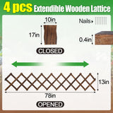 4Pcs 13x78 Expandable Wood Wall Trellis for Climbing Plants Outdoor/Indoor