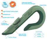Slice Box Cutter, Heavy Duty Utility Knife, Safe Ceramic Blade Lasting 11x Longer than Metal, Sage, 1 Pack