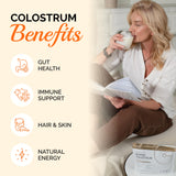 Folqs Bovine Colostrum Powder – First-Day Milking for Immune & Gut Support – 60 Servings – Supports Skin & Tissue Health – Made in USA - Amino Acids, Vitamins, Minerals – Kosher - Sustainably Sourced