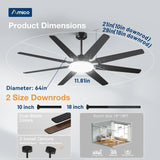 Amico 100 Inch 8 Aluminum Blades Ceiling Fans with Lights, Indoor/Outdoor Black Ceiling Fan with Remote Control, Reversible DC Motor, 3CCT, Dimmable,Ceiling Fan for Bedroom, Patio,Living Room