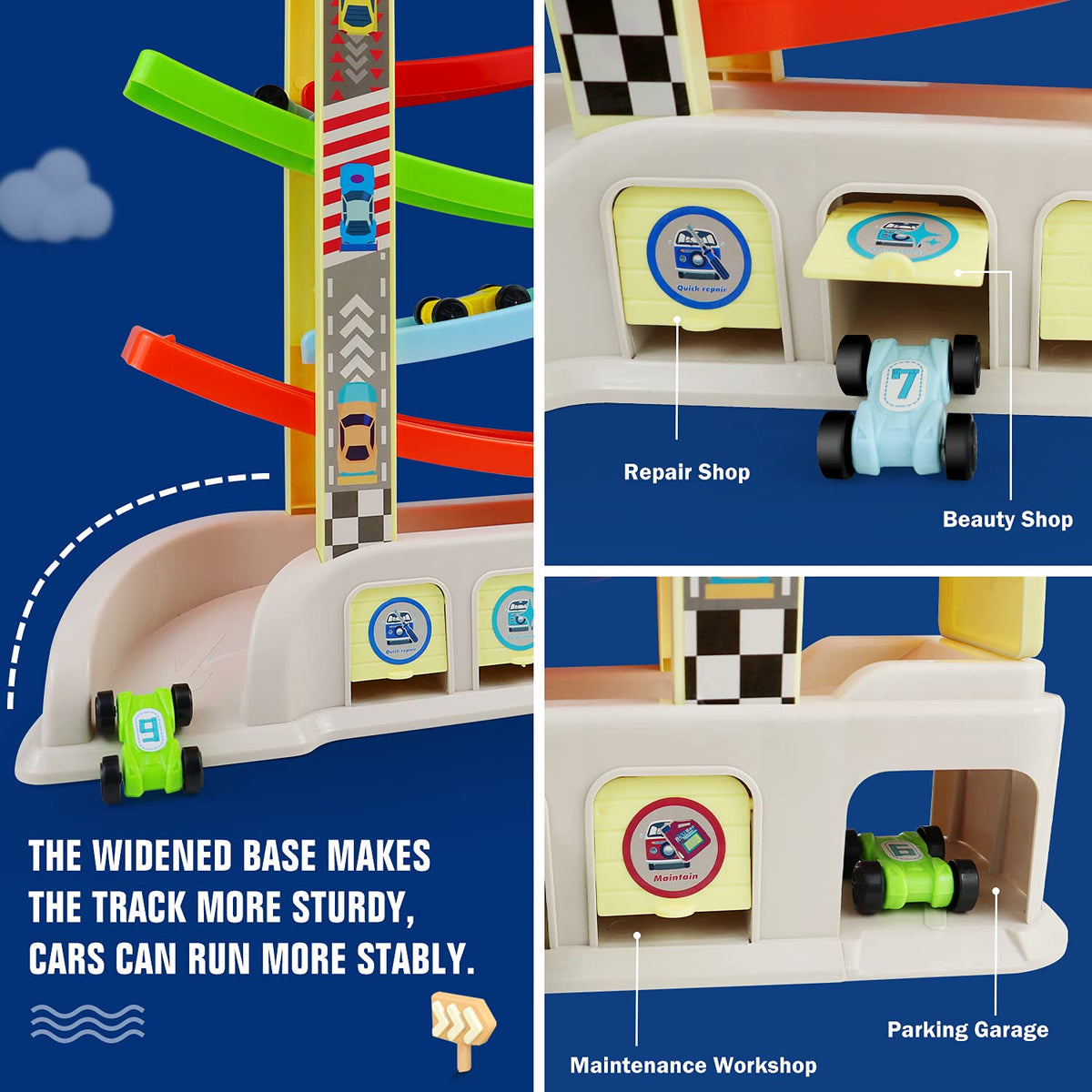 Montessori Toys for 2 3 Year Old Boys Toddlers, Car Ramp Toys with 6 Cars