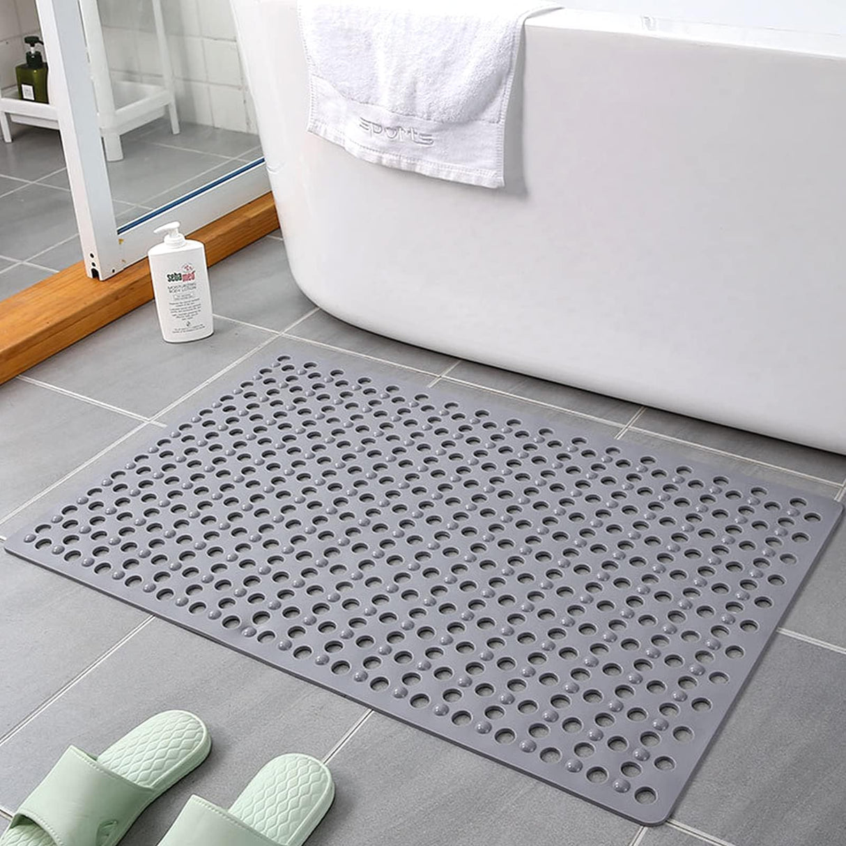 Large Shower Mats for Inside Shower,46×79 cm Anti Slip Bath Mat with Drain Holes,Bath Mat for Bathtub & Shower Cubicle | Easy Drain & Machine Washable 1