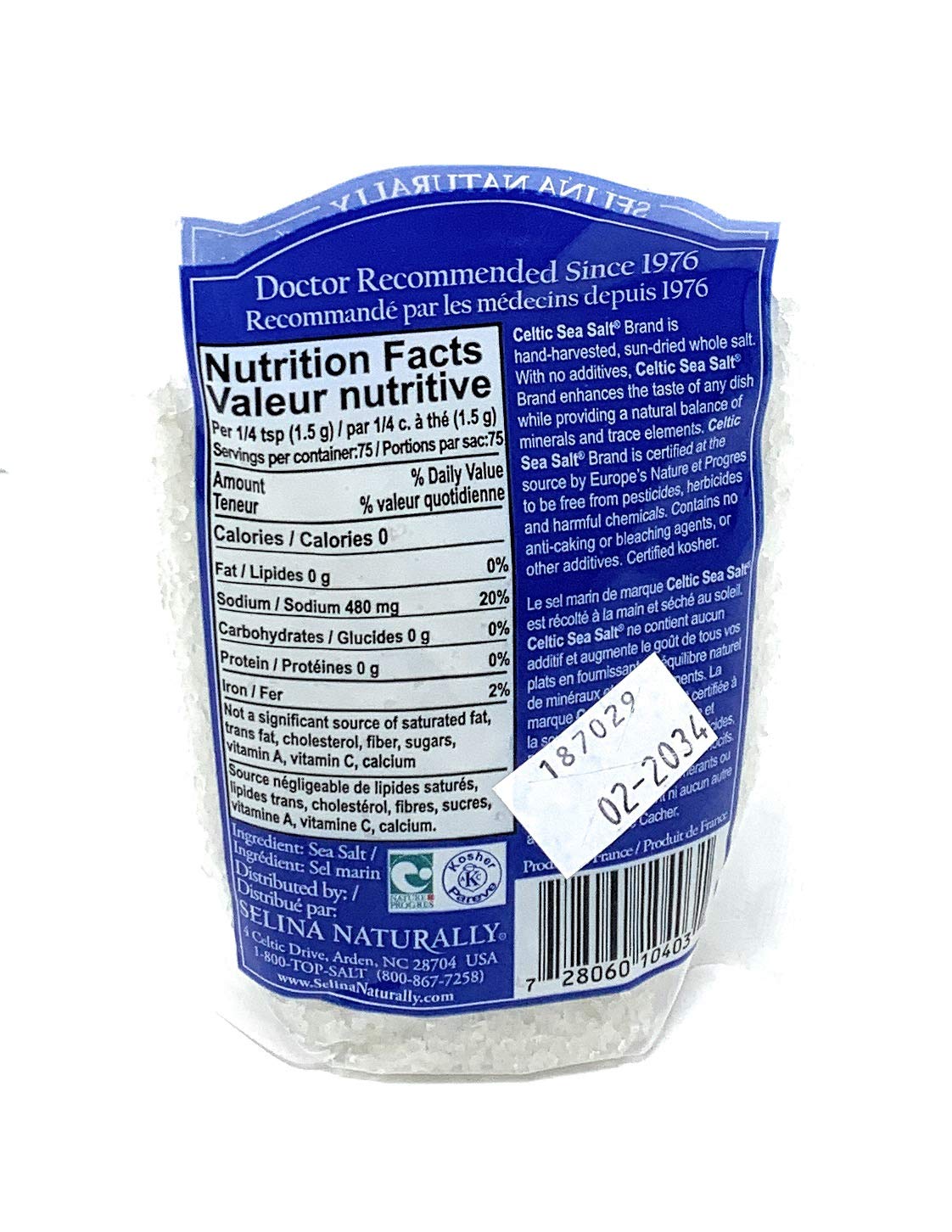 Celtic Sea Salt Light Grey Coarse Salt, 1/4 Pound, 4 Oz