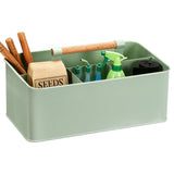 Candco Gardening Tool Caddy, Garden Tool Basket with 4 Compartments, Metal Garden Caddy with Wooden Handle for Indoor & Outdoor