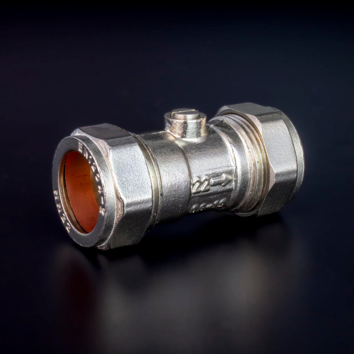 Kudos-Trading- 22mm or 3/4 Inch Isolation Valve x 1 WRAS Approved Chrome Plated Brass Shut Off Stop Tap Compression Fitting Chrome Plated Brass Shut Off Stop Tap, Ideal for Isolating Water Supply
