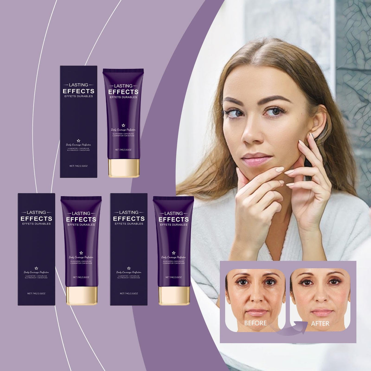 Body Coverage Perfector with Brush | Waterproof & Transfer-Resistant Body Makeup, Long-Lasting Tattoo Cover Up Cream for Legs & Body, Full Coverage Cream Foundation (Natural color)