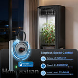 Hon&Guan 6 Inch Inline Booster Duct Fan with Speed Controller - 345 CFM Airflow with 19.2W Ultra-Low Power and Low Noise