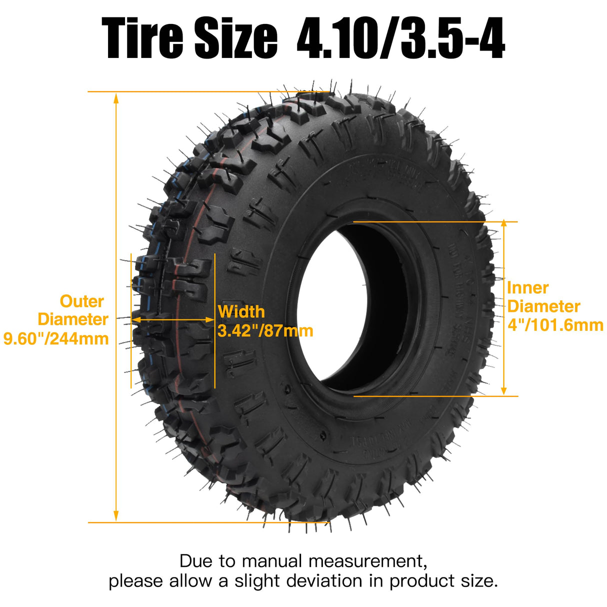 FVRITO 4.10-4 4.10/3.50-4 Tire with Inner Tube for Lawn Mowers Snow Blower