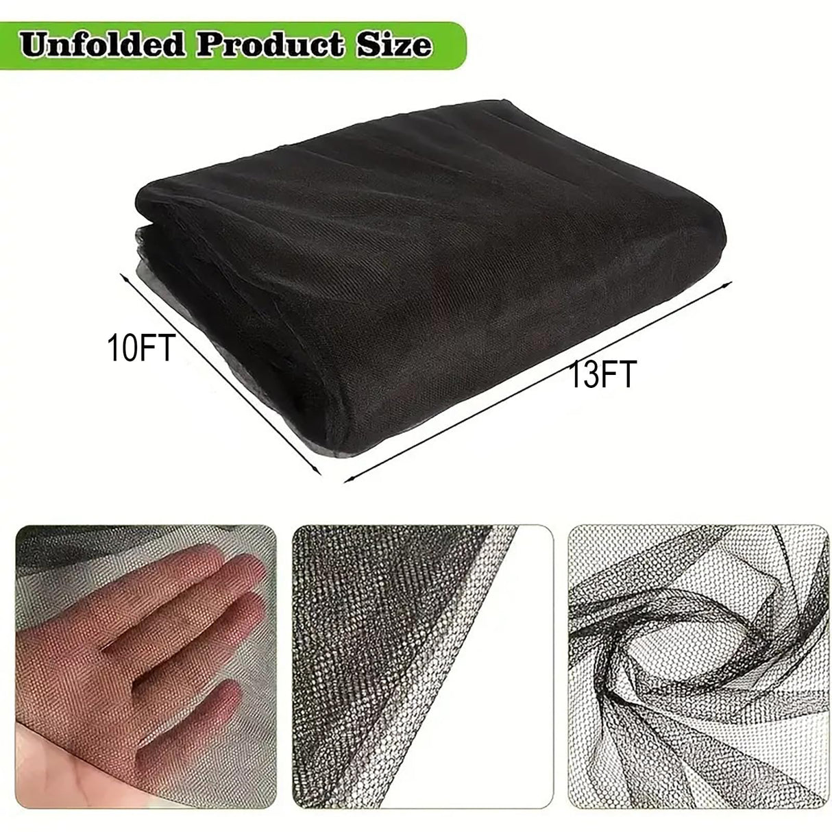 Patio Mosquito Netting, 10x13FT UV Resistant Bug Mesh for Balcony & Plants