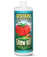 FoxFarm Grow Big Hydroponic Plant Food - 3-2-6 Liquid Plant Fertilizer for Lush Vegetative Growth in Hydroponic Systems - Liquid Concentrate with Earthworm Castings & Micronutrients - 1 Quart