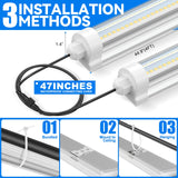JESLED Waterproof T8 Grow Lights for Indoor Plants, 4FT Full Spectrum 5000K LED for Seed Starting, Seedling & Veg, 96W (2 x 48W, 600W Equiv), Linkable Sunlight Outdoor Grow Light Strip,2-Pack