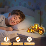 Letoiz Night Light for Kids, Wooden Loader with Led Night Light, Nursery Nightlight for Toddler Ages 3+ Boys and Girls, Cute Lamps for Birthday Gift, Christmas, New Year, Kids Room Decor, Bedroom