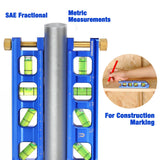 WORKPRO Magnetic Torpedo Level, Conduit Bending Level, Bubble Vials for 0°/90°/30°/45° Measurements, Aluminum Alloy Construction, 6.3-inch, Cobalt Blue