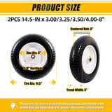 MZREXN 14.5" Flat-Free Wheelbarrow Tire and Wheel 4.00-8" Solid Tire