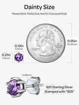 ChicSilver February Birthstone Earrings for Women 925 Sterling Silver Small Round Amethyst Stud Earrings Hypoallergenic