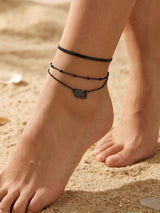 Silvora Ankle Bracelets for Women Black Heart Anklet for Women Dainty Layered Initial Ankle Bracelets Adjustable Foot Chain Stainless Steel Anklet Summer Waterproof Jewelry Letter J