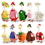 10 Set Porch Goose Outfits for 23" Lawn Goose Statue,All Seasons Goose Clothes Bundle with Valentine St Patrick Easter Spring Floral Raincoat Summer Patriotic Halloween Thanksgiving Christmas Costumes