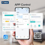 Amico 52 Inch Smart Ceiling Fan with Lights, Remote/App/Alexa/Google Control, WiFi Modern Downrod Mount Ceiling Fan, Reversible DC Motor, 6 Speeds, 3CCT, Dimmable, Quiet for Bedroom/Living Room, Black