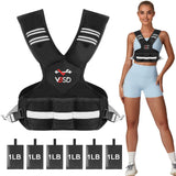 VBSD Adjustable Weighted Vest for Men Women, 4-10lb Vest with 6 Ironsand Weights, Body Weight Vest with Reflective Strip for Running, Walking, Strength Training, Workouts