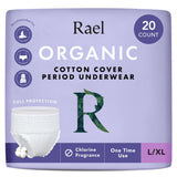 Rael Disposable Underwear for Women, Organic Cotton Cover - Postpartum Essentials, Leak Locker, Unscented, Maximum Coverage (Size L-XL, 20 Count)