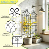 Lorenzo 2 Pcs 70 x 20 Inch Rustic Iron Garden Trellis for Climbing Plants Outdoor, Black Metal Arch Decoration Plant Supporting Perfect for Roses Flower Cucumbers Courtyards Lawns Clematis