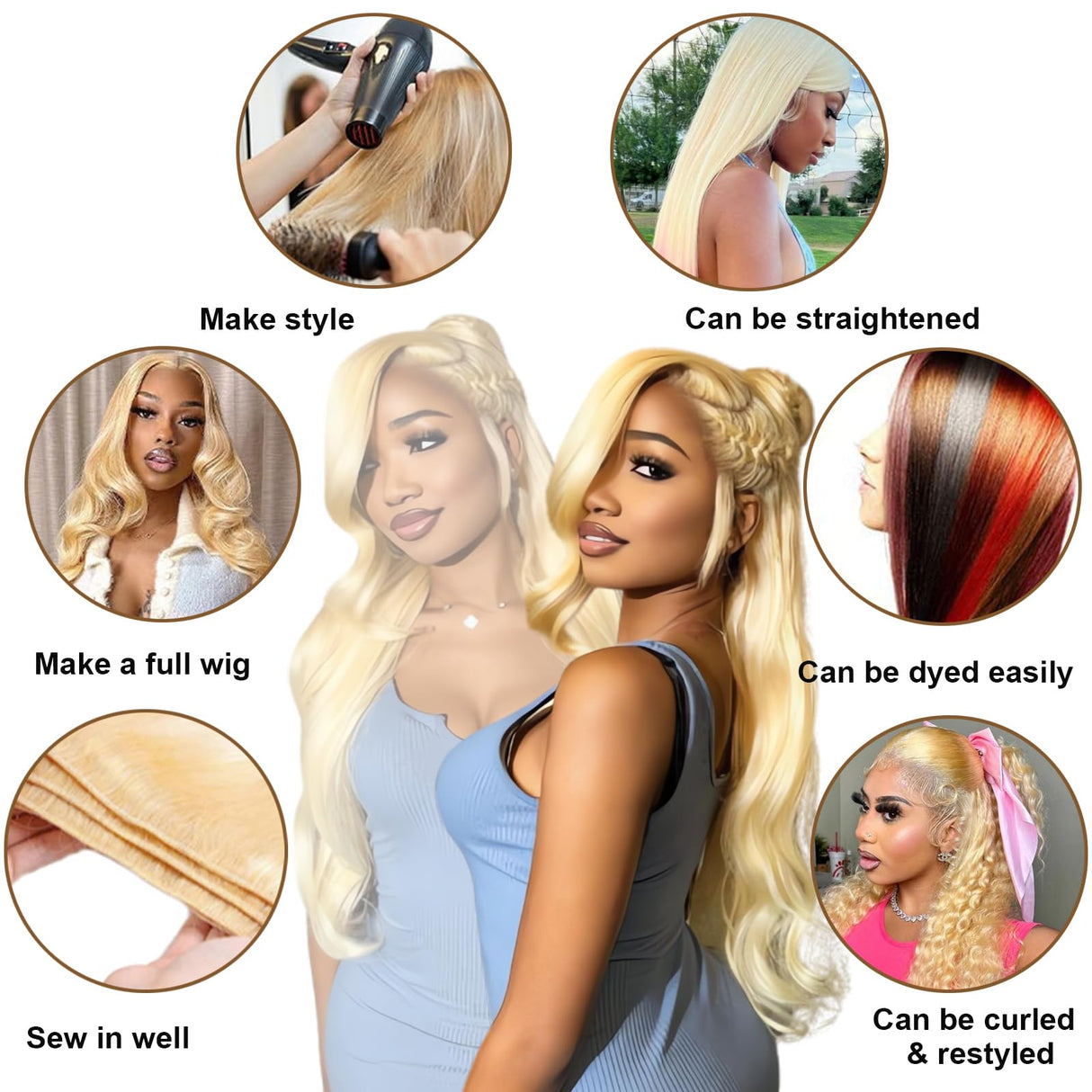 613 Bundles Human Hair 16 18 20 Inch Blonde Body Wave Bundles Human Hair 100% Unprocessed 12A Virgin Human Hair 3 Bundles 613 Body Wave Human Hair Weave Extensions