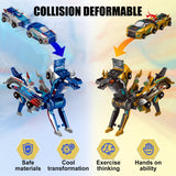Transforming Dinosaur Toys, 2 in 1 Magnetic Cars Collision Transform into Dino Toys, for Boys Girls Toy Age 2-12, Christmas Birthday Gift (Gold Blue)