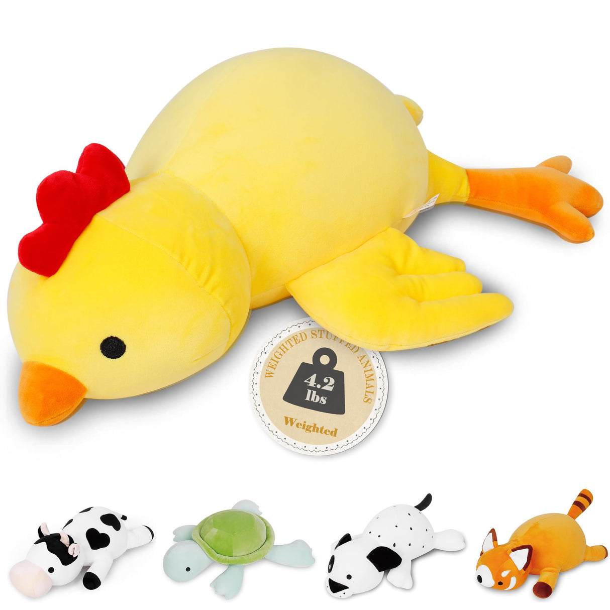 24" 4.2 lbs Weighted Stuffed Animals, Weighted Chicken Plush, Cute Weighted Stuffed Animal Chick Plushie Dolls Throw Pillow Birthday Christmas Gifts for Children Kids Adults