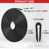 ToLanbbt Rubber Edge Trim U Channel - 1/16" Self Adhesive Sheet Metal Edge Guard Protector, EPDM Seal Strip for Car Doors, Steel Plates, Glass, Hatches, Table Corners, Fit 1/16"(1.6mm), 40Ft, Black