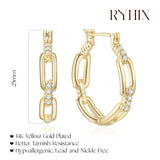 RYHIX 14K Gold Hoop Huggie Earrings for Women Gold Earrings Hoops Earring Trendy Cable Design Womens Earring 25mm